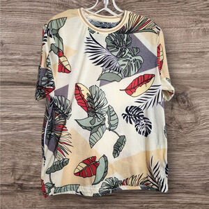 Drill Clothing Good Vibes vintage palm print retro short sleeve shirt men size M